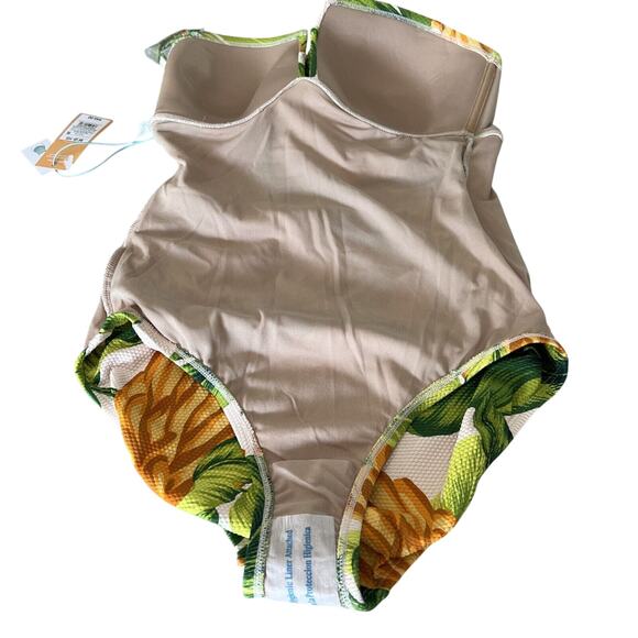 Kona Sol Womens M (8/10) Tropical Pique Bandeau Full Coverage One Piece Swimsuit - Picture 9 of 11